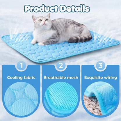 Dog Cooling Mat for Small Medium Dogs, Long-Lasting Cool Pad for Dogs Outdoor & Indoor Use with Ice Silk Fabric & Waterproof Cover, Summer Cooling Pet Bed, Non-Slip Washable Pet Blanket