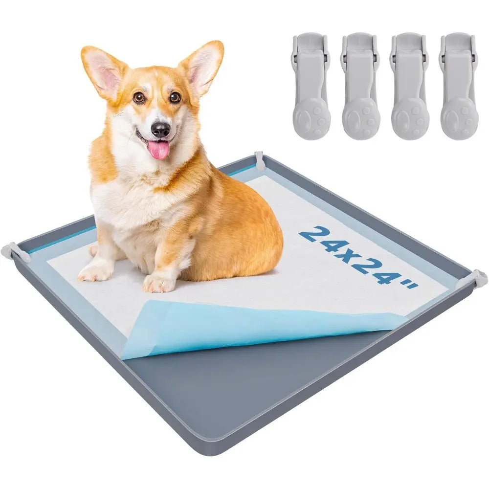24-Inch Silicone Dog Urinal Pad, Foldable Non-Slip Pet Floor Protector, Easy Clean Soft Material, Prevents Leaks, Saves Space