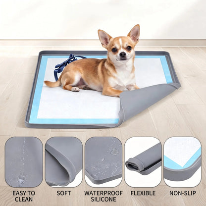24-Inch Silicone Dog Urinal Pad, Foldable Non-Slip Pet Floor Protector, Easy Clean Soft Material, Prevents Leaks, Saves Space