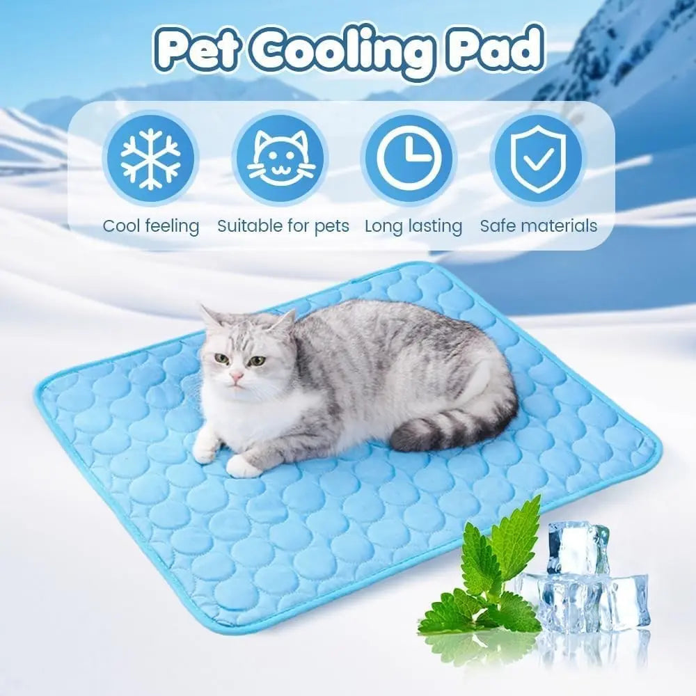 Dog Cooling Mat for Small Medium Dogs, Long-Lasting Cool Pad for Dogs Outdoor & Indoor Use with Ice Silk Fabric & Waterproof Cover, Summer Cooling Pet Bed, Non-Slip Washable Pet Blanket