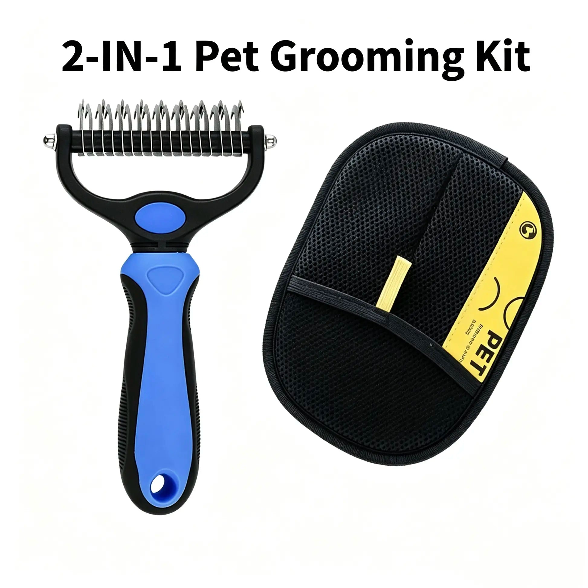 Pet Dematting Undercoat Rake for Long-Haired Pets, Double-Sided Deshedding Brush for Dogs & Cats, Pain-Free Tangle Remover, Reduces Shedding & Mats, Grooming Tool