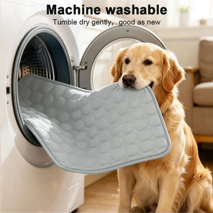 Dog Cooling Mat for Small Medium Dogs, Long-Lasting Cool Pad for Dogs Outdoor & Indoor Use with Ice Silk Fabric & Waterproof Cover, Summer Cooling Pet Bed, Non-Slip Washable Pet Blanket